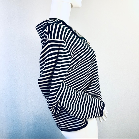 Norm Thompson Silk Cardigan Sweater Striped Large - Picture 4 of 7